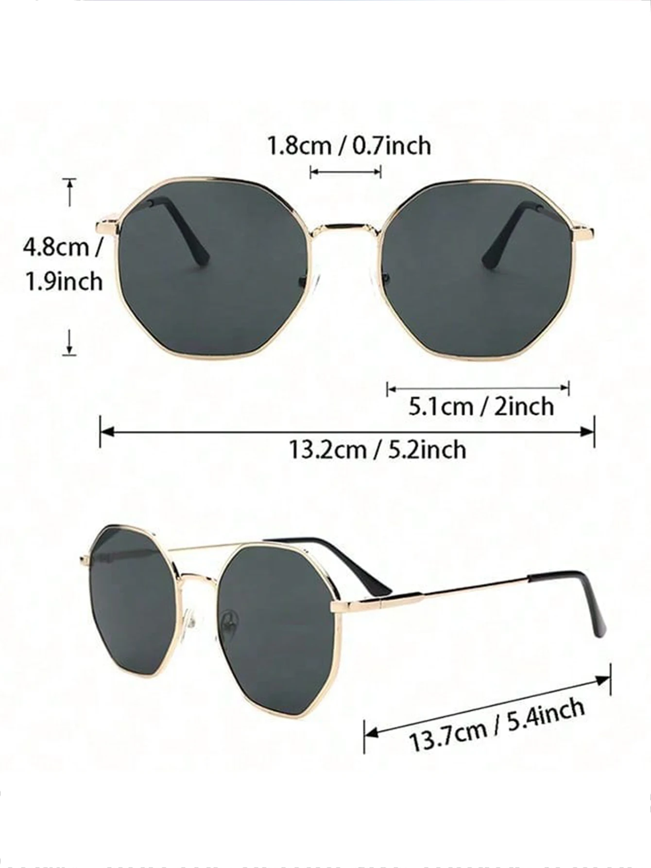 2 Pcs Metal Geometric Round Frame Sunglasses – Classical Fashion Shades for Vacation Decors Photo Props Unisex