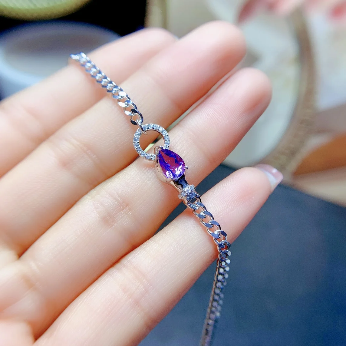 Natural amethyst serpentine bracelet, novel style, 925 silver design novel, 5x7mm amethyst women's favorite accessories