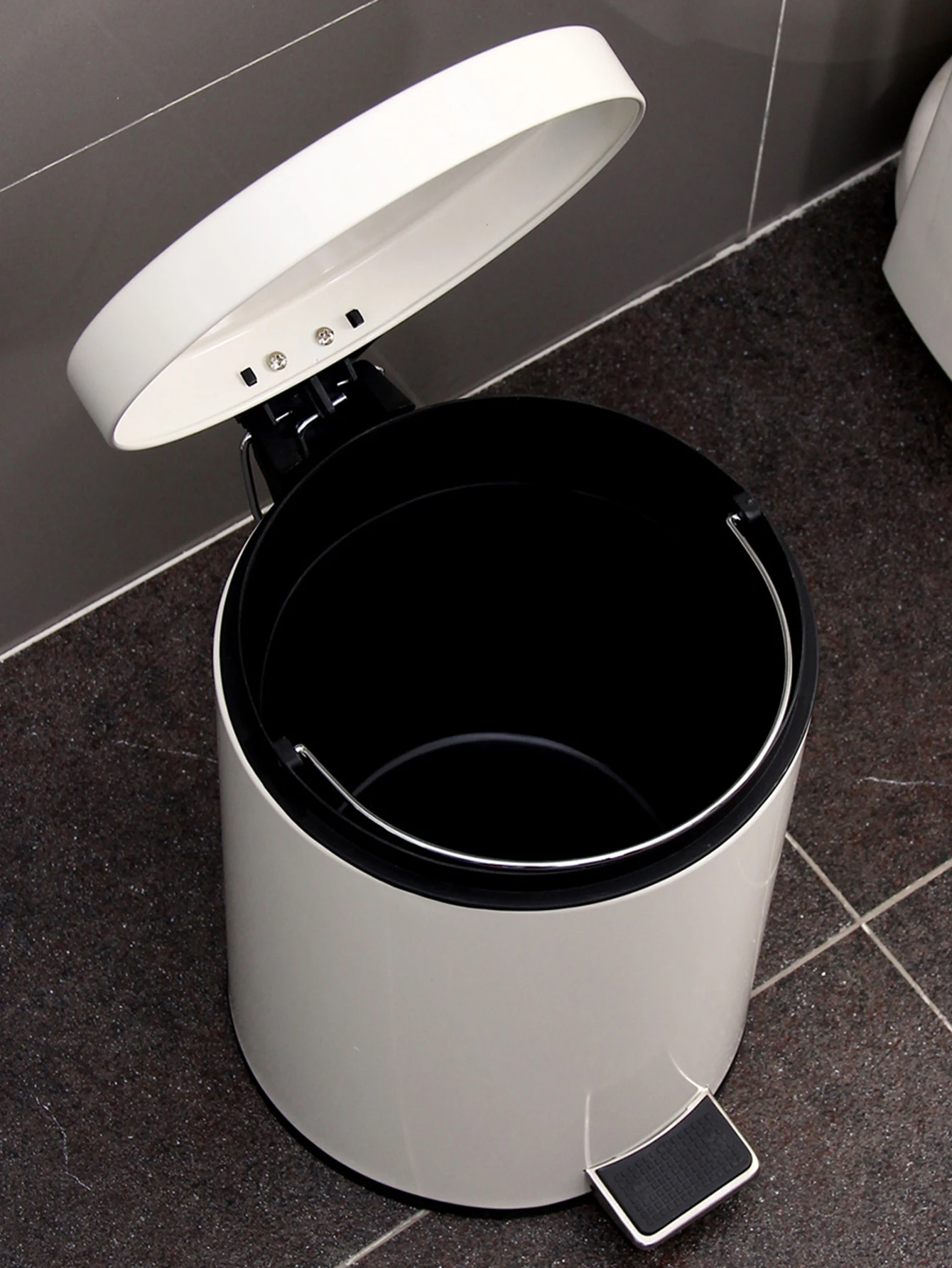 5L White Round Garbage Can Trash Can with Lid and Inner Trash Bin for Kitchen or Bathroom Garbage Bin with Lid