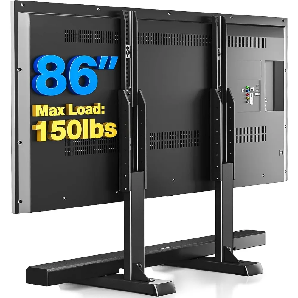 Adjustable Height TV Stand with Cable Management for 37-86 Inch TVs, Supports up to 150 lbs, Black