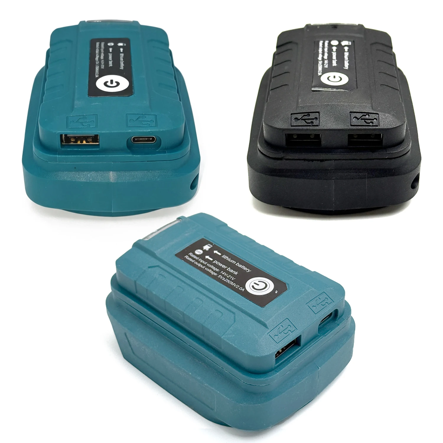 Battery Adapter with LED Working Light for Makita 14.4 V/18 V Li-on Battery Portable Power Bank With USB/Type-C Port
