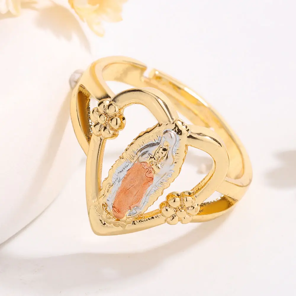 Luck Fashion New Religious Catholic Virgin Mary Love Opening Adjustable Ladies Personality Cute Ring Suitable for Party Gifts