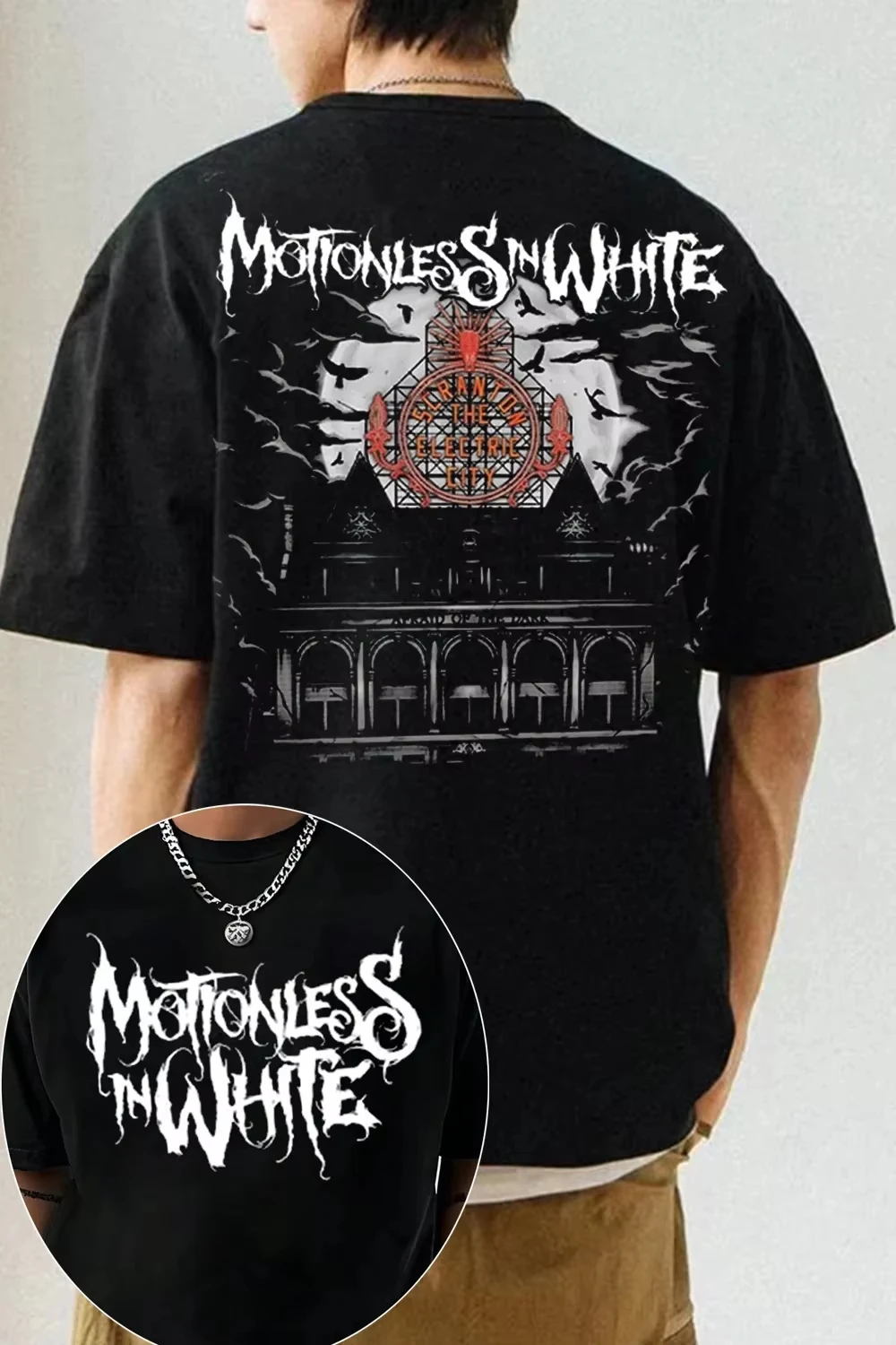 New 2026 Motionless in White Band Graphic TShirt Mens Womens Cotton Tee Summer Casual Short Sleeve Round Neck Clothing Loose