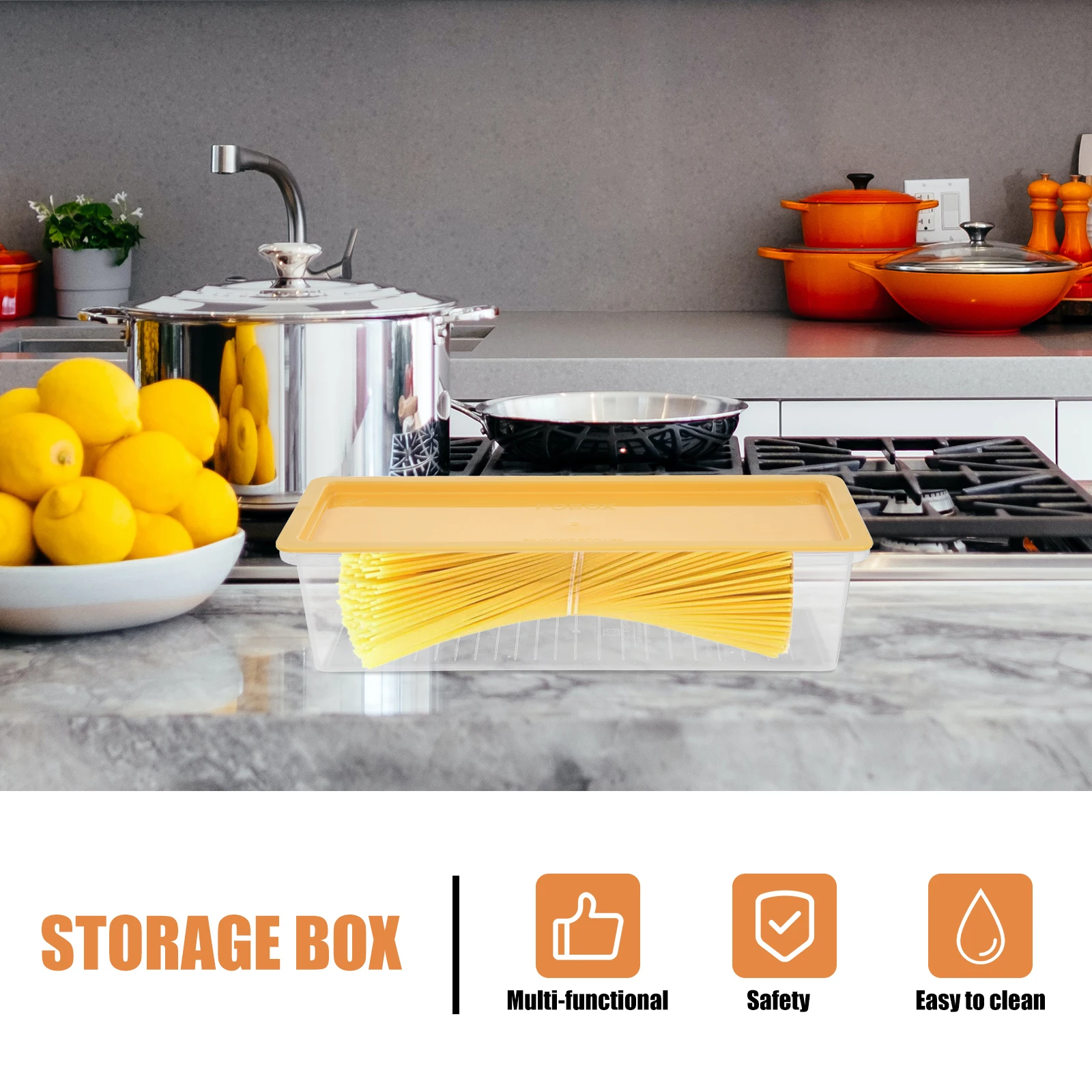 

1pc Pasta Container Transparent Spaghetti Box Reusable Noodle Keeper Refrigerator Food Storage Case Kitchen Preservation Box