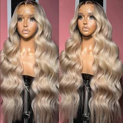 Blonde Ombre Colored Body Wave Lace Front Human Hair Wig Color 613 Pre Plucked 13x6 HD Transparent Lace Frontal Wigs For Women