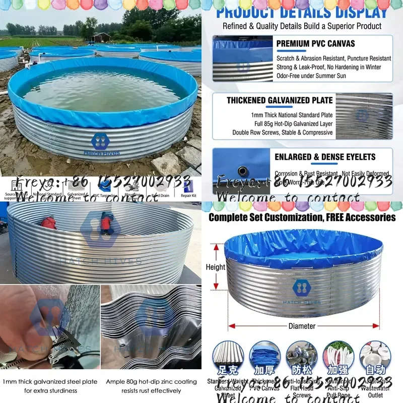 Aquaculture Large-Scale Fish Stock Galvanized Steel Corrugated Water Tanks for Tilapia Hatchery RAS System