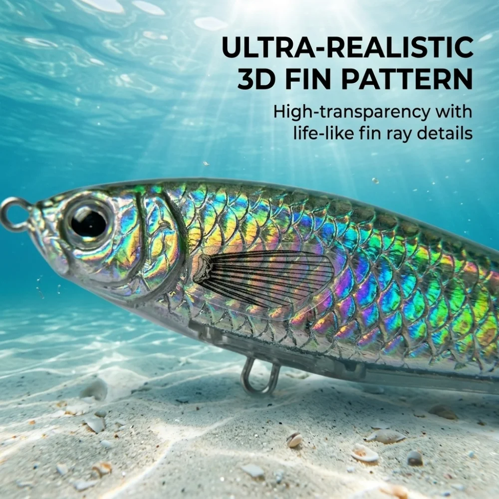 2CM Realistic Transparent Black Fish Fin Stickers Waterproof Self Adhesive PVC Pectoral Fins Decor DIY Fishing Lure Bait Tackle