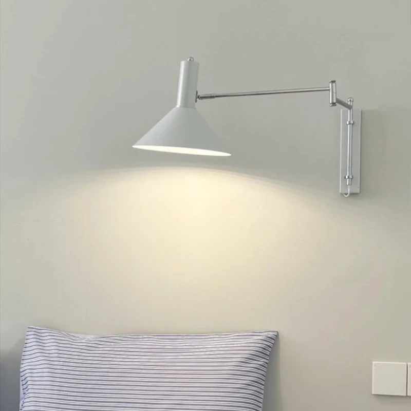 Modern swing arm wall lamp Bauhaus metal wall art light for Study Room Bedroom Retro Living room Bedside reading lamp