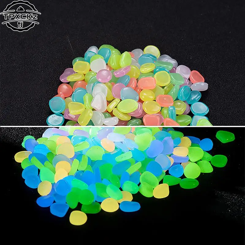 100pcs Garden Decor Luminous Stones Glow In The Dark Decorative Pebbles Outdoor Fish Tank Decoration Aquarium Accessories