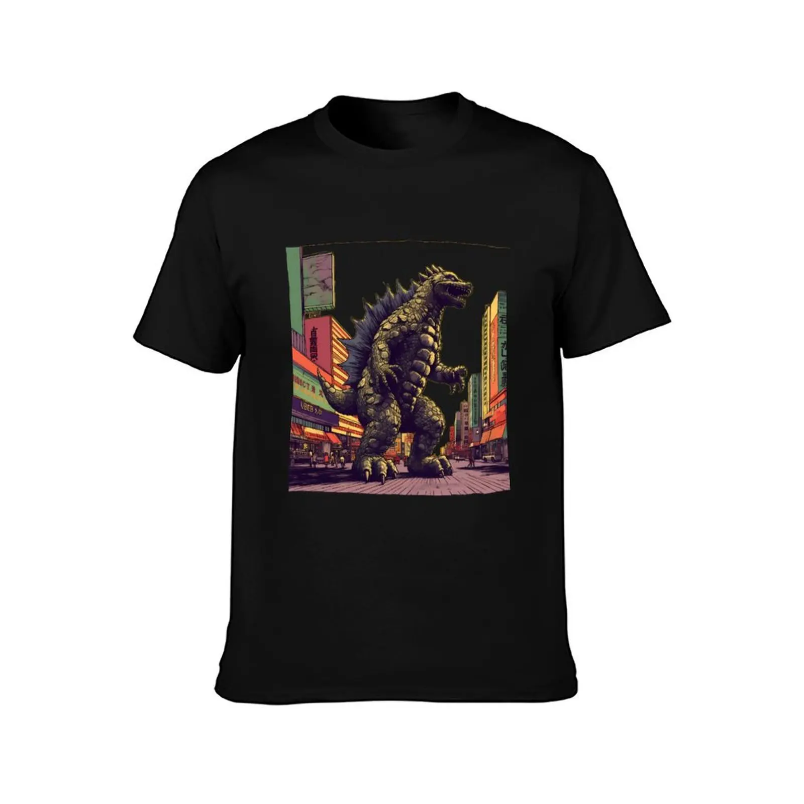 Monster lizard in Tokyo T-Shirt anime shirt oversized graphic tee heavyweight t shirts for men