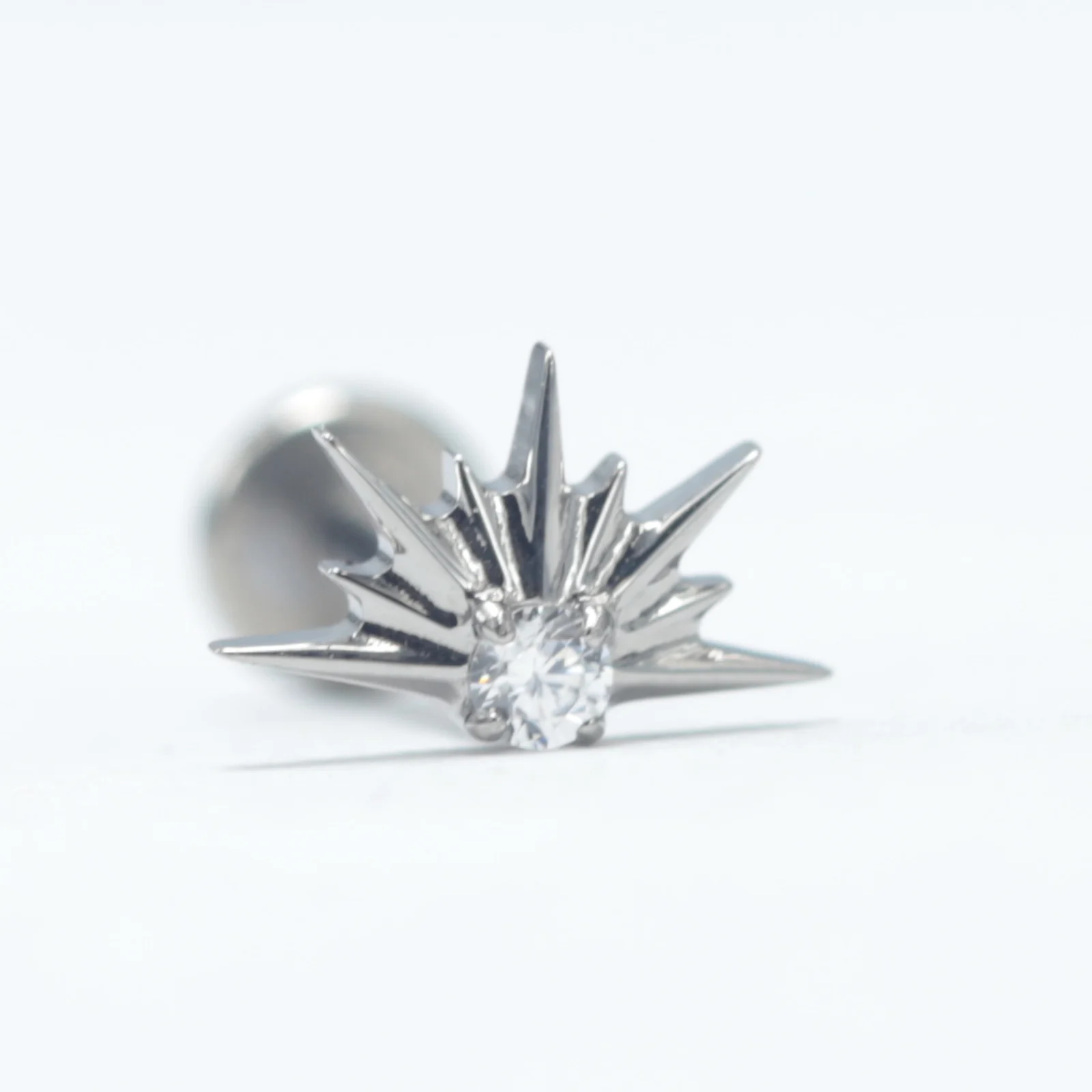 16G Implant Grade Titanium ASTM F136 Internal Thread Sea Urchin Shape with CZ Cartilage Helix Ear Rings Piercing Body Jewelry