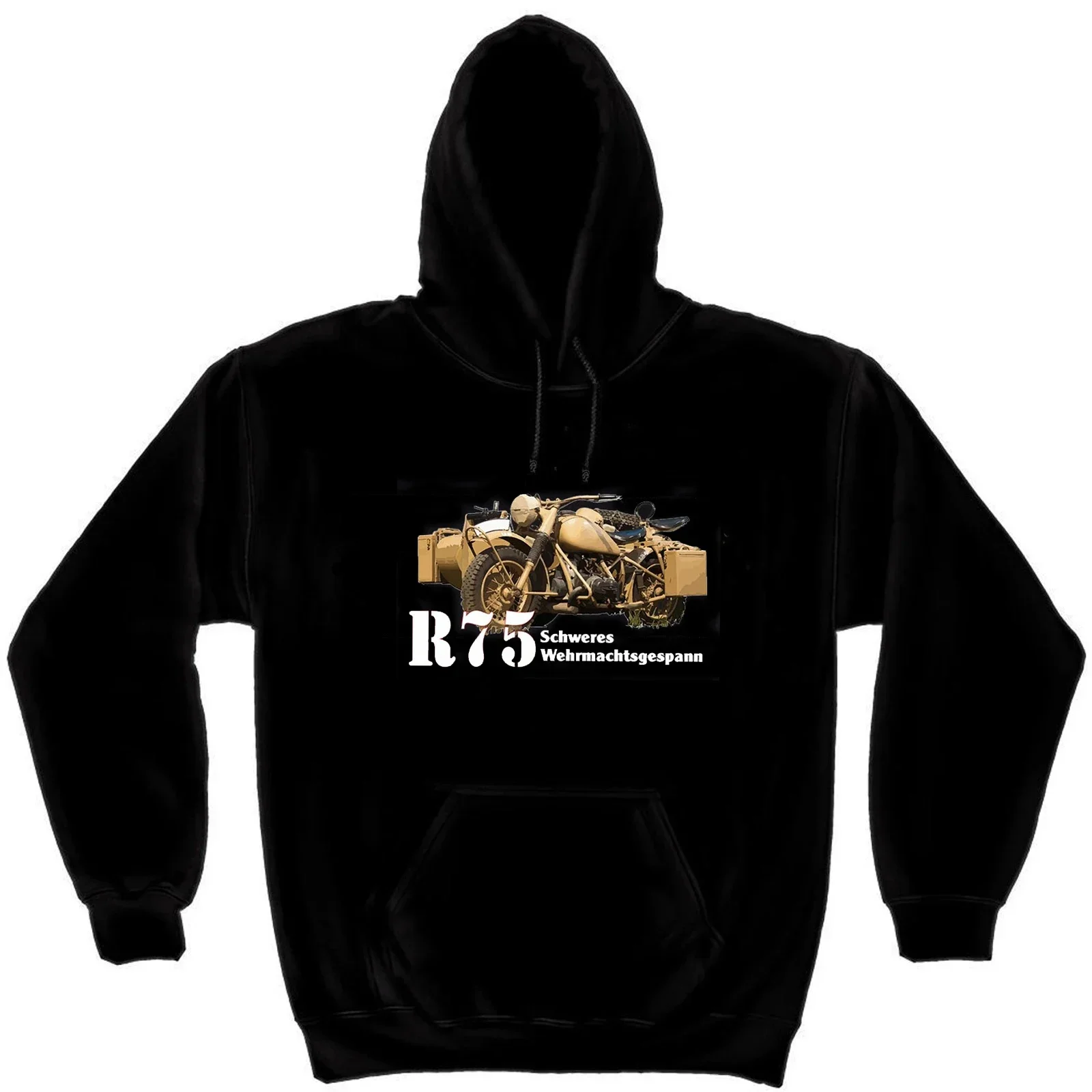 

WWII German Wehrmachtsgespann R75 Motorcycle and Sidecar Pullover Hoodie New 100% Cotton Comfortable Casual Mens Sweatshirt