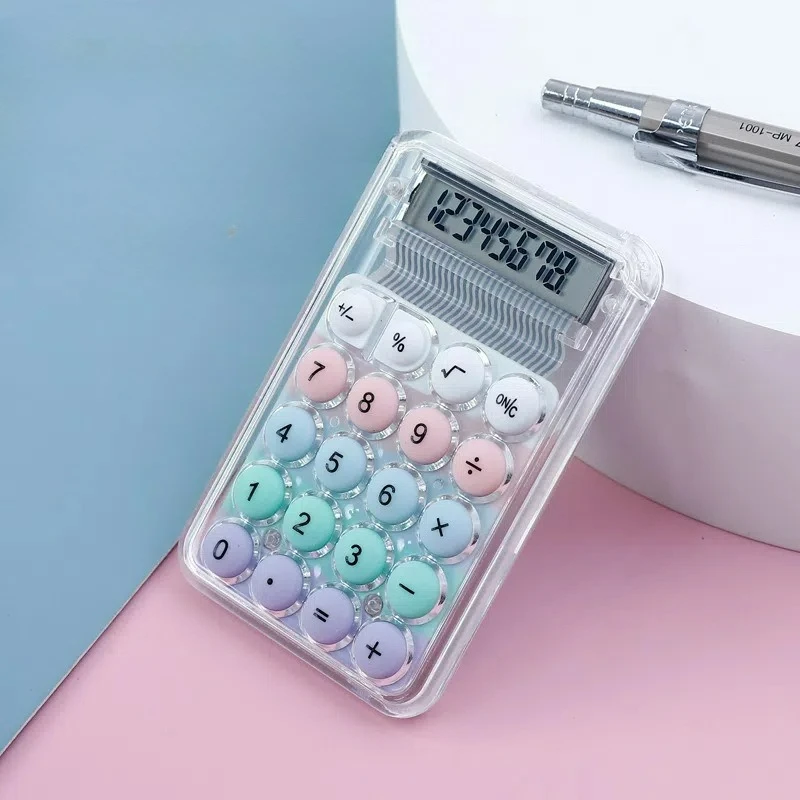 آلة حاسبة صغيرة، لطيفة، كمبيوتر خاص لطلاب العودة إلى المدرسة، عالي المظهر، صغير، محمول وشفاف #1