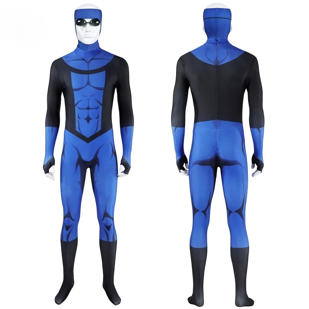 Mark Grayson Cosplay Tak Terkalahkan Musim 3 Mark Kostum Biru Elastis 3D Dicetak Zentai Setelan Masker Pakaian Halloween Custom Made