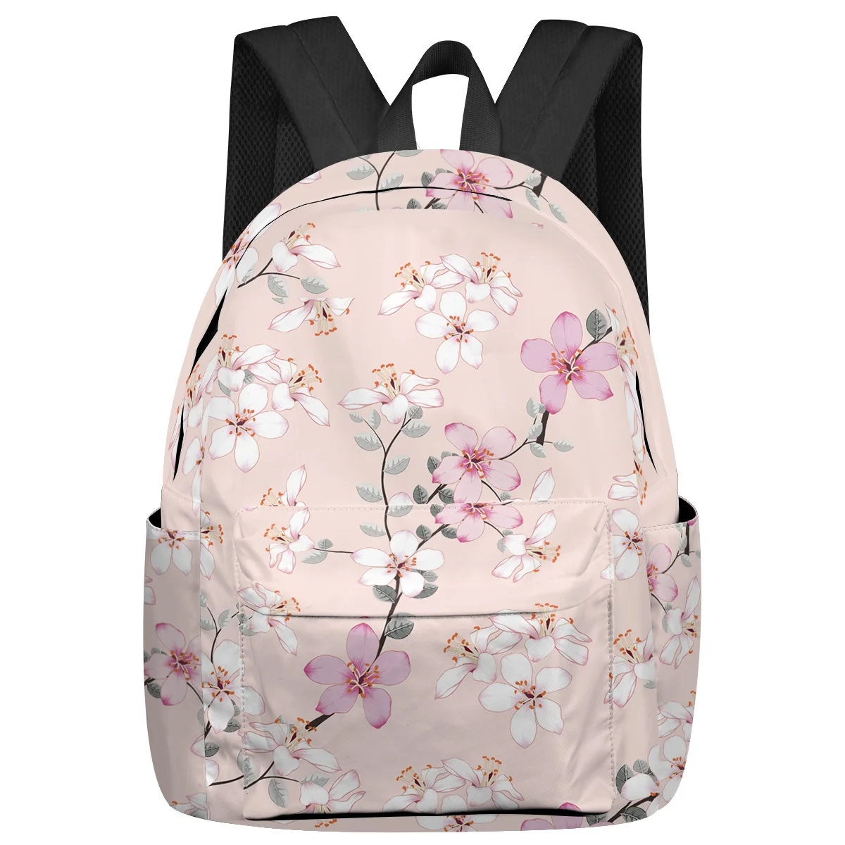 

Flower Peach Blossom Pink Large Capacity Bookbag Travel Backpacks Schoolbag For Teenager Women Laptop Bags Rucksack