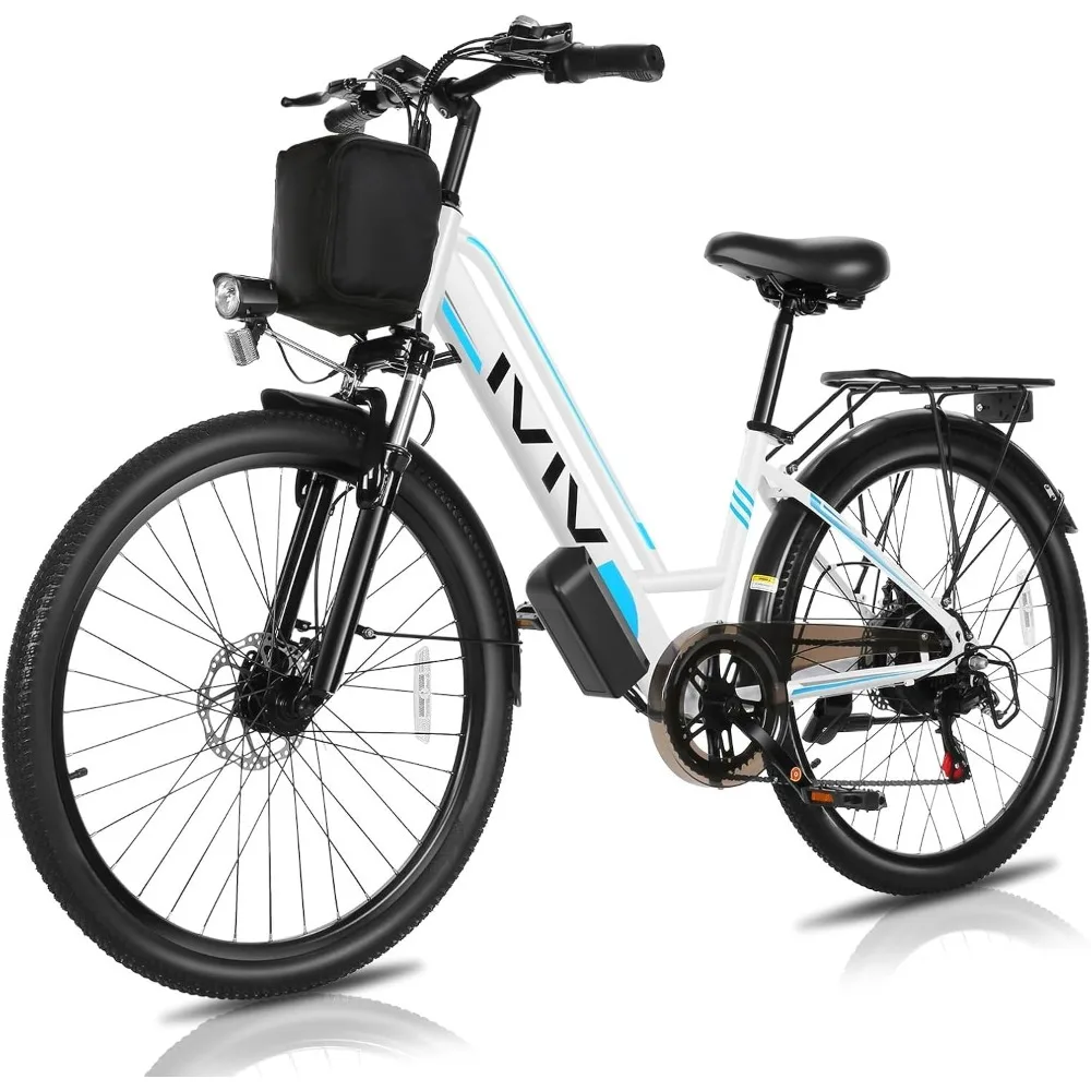 Adult Electric Bike, 750W Peak Motor, 26-Inch, 22MPH Cruiser Electric Bike, 48V Removable Battery, 50 Miles, LCD Display