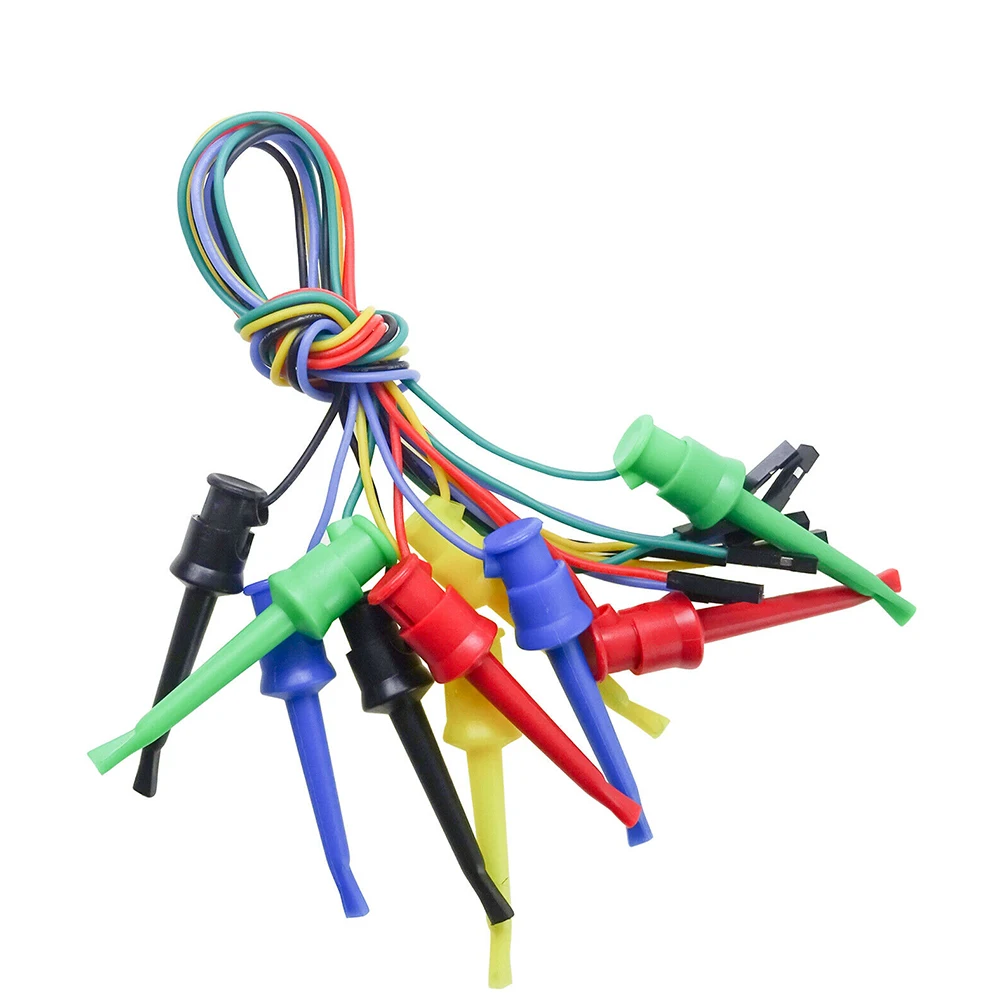 10pcs Test Hook Clip for jumper Mini Grabber Test Hook To Breadboard for jumper Wires Soft Flexible Silicone Measurement Tools