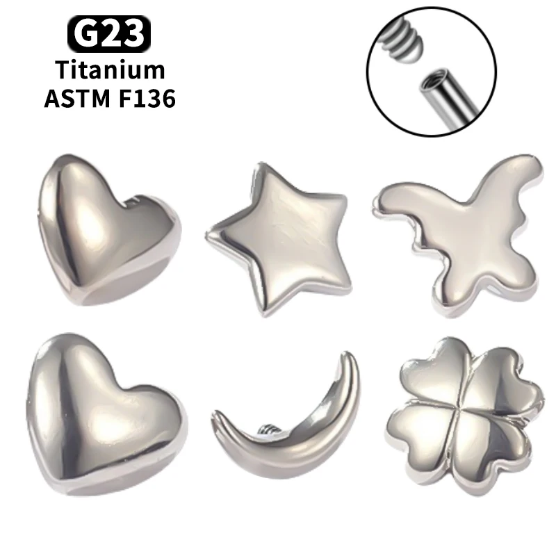 F136 Titanium Lip Piercing 16G Internal Thread Four-leaf Clover Labret Tragus Helix Cartilage Earrings Nose Piercing Jewelry