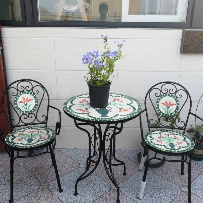 

Pastoral wrought iron balcony small tables and chairs courtyard cafe leisure garden small coffee table set of three or five.