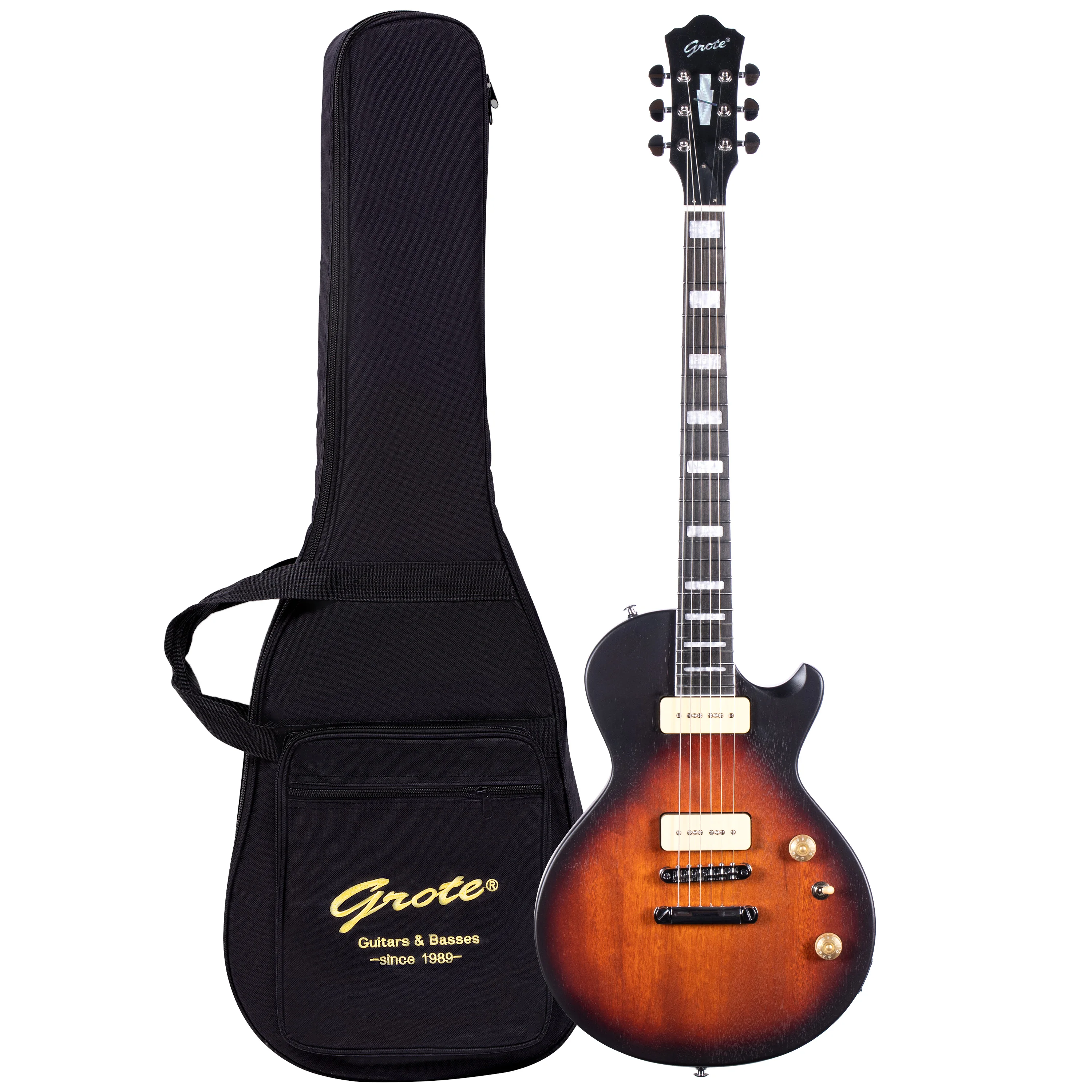 Grote LPS-023 Matte Finished Electric Guitar with P-90 Pickups LP Style Mahogany Solid Body Guitar with Gigbag