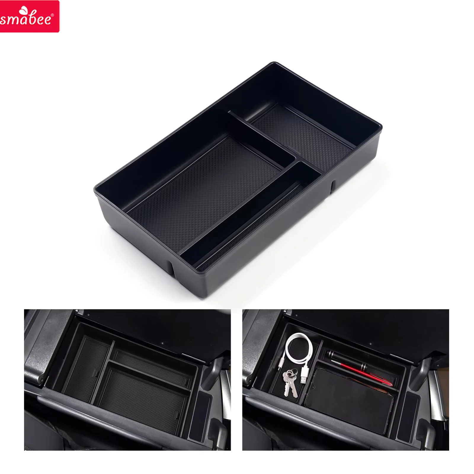 Smabee para Lexus NX 2022-2026 260 350h 450h/ 2021 2022 RZ EV Caixa Organizadora de Armazenamento para Console Central e Apoio de Braço Acessórios de Organização PRETO
