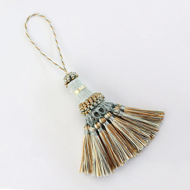 2Pcs Mini Tassel Hanging Pendant Decorative Small Tassel Fringe Trim Curtains Accessories Key Tassels for Curtains