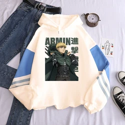 Atak Anime na tytanowych mężczyzn kobiety bluzy z kapturem Armin armert grafika drukowana bluza Plus Size patchworkowa, w stylu Harajuku Streetwear