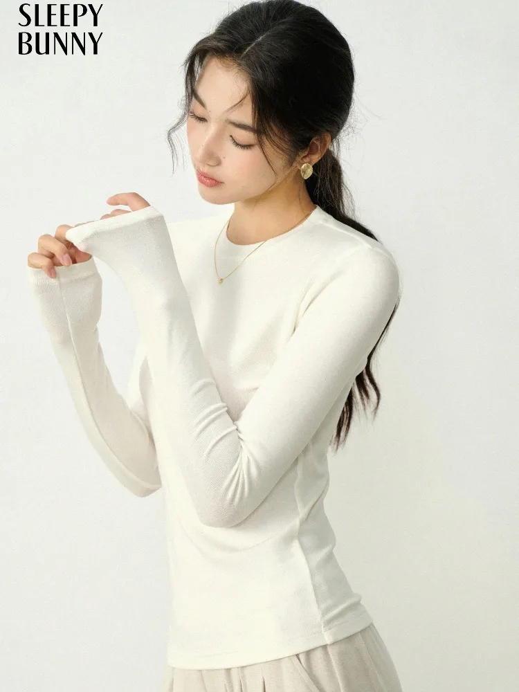 

Осенний шерстяной вязаный топ, женский пуловер с длинными рукавами, облегающий термостойкий базовый слой, повседневная легкая майка, блузка, повседневная одежда