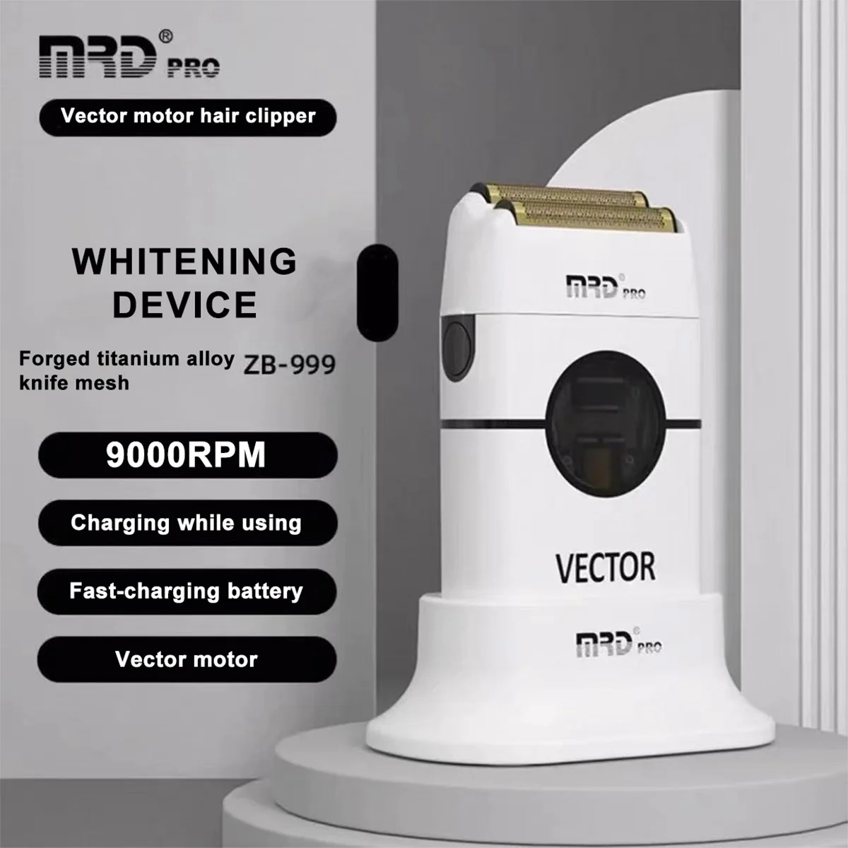 MRD ZB-999 Professional Barber Shaver 9000RPM Motor Hair Stylist Special Shaver Hair Clipper Brightener Electric Shaver for Men