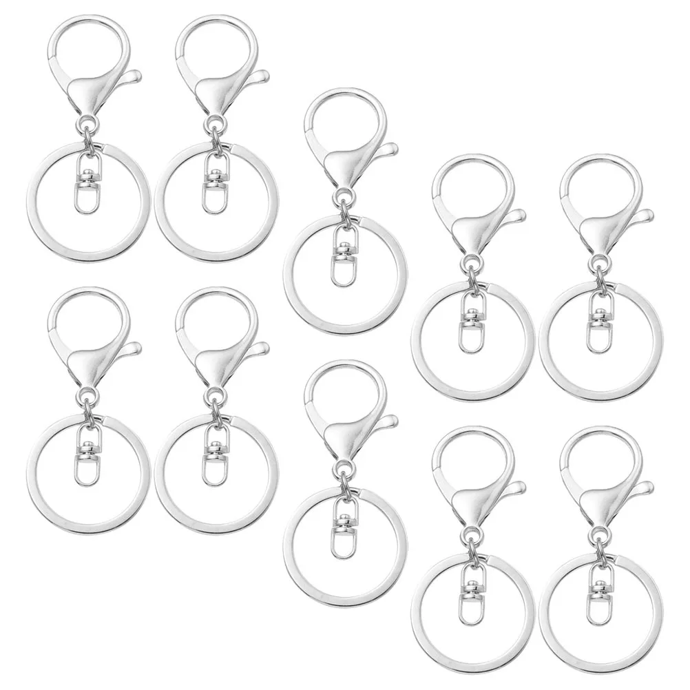 10Pcs Keychain Accessories Metal Lobster Clasp Key Rings Bulk for DIY Keychains Craft Projects Car Keys Organization