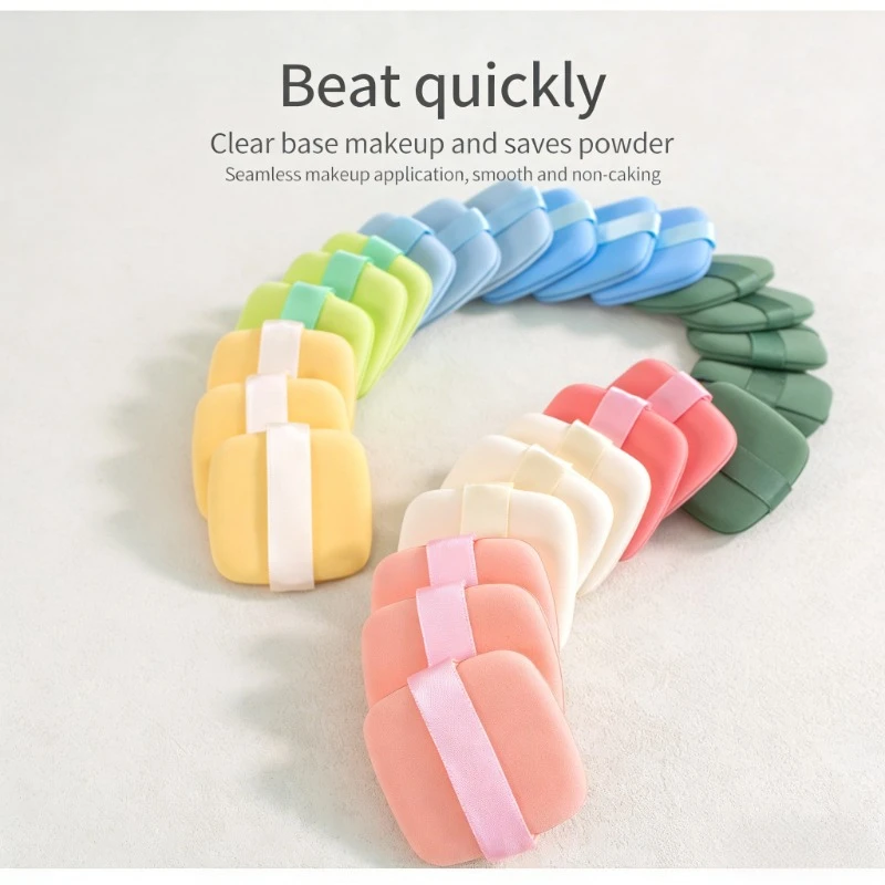 Paquet de 10 Macaron bouffées profilées double face, sec et humide, double usage, coussin d'air sans poudre douce/spécial pour fond de teint liquide