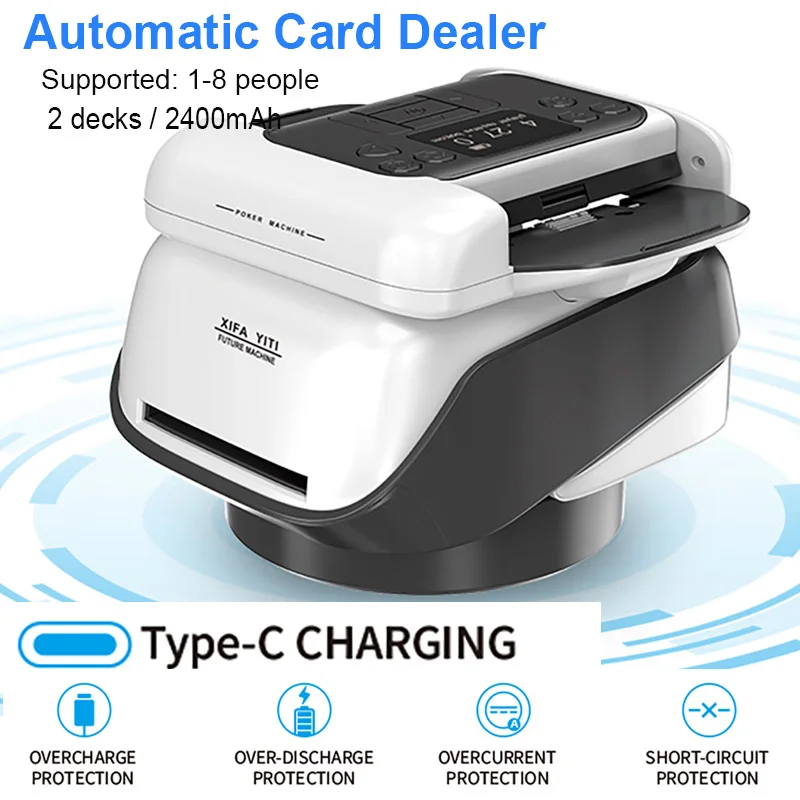 

Автоматический дилер карт, OLED-дисплей, устройство для перемешивания карт, 2400 мАч, электрический дилер для карт с устройством для перекрытия карт для кемпинга на открытом воздухе