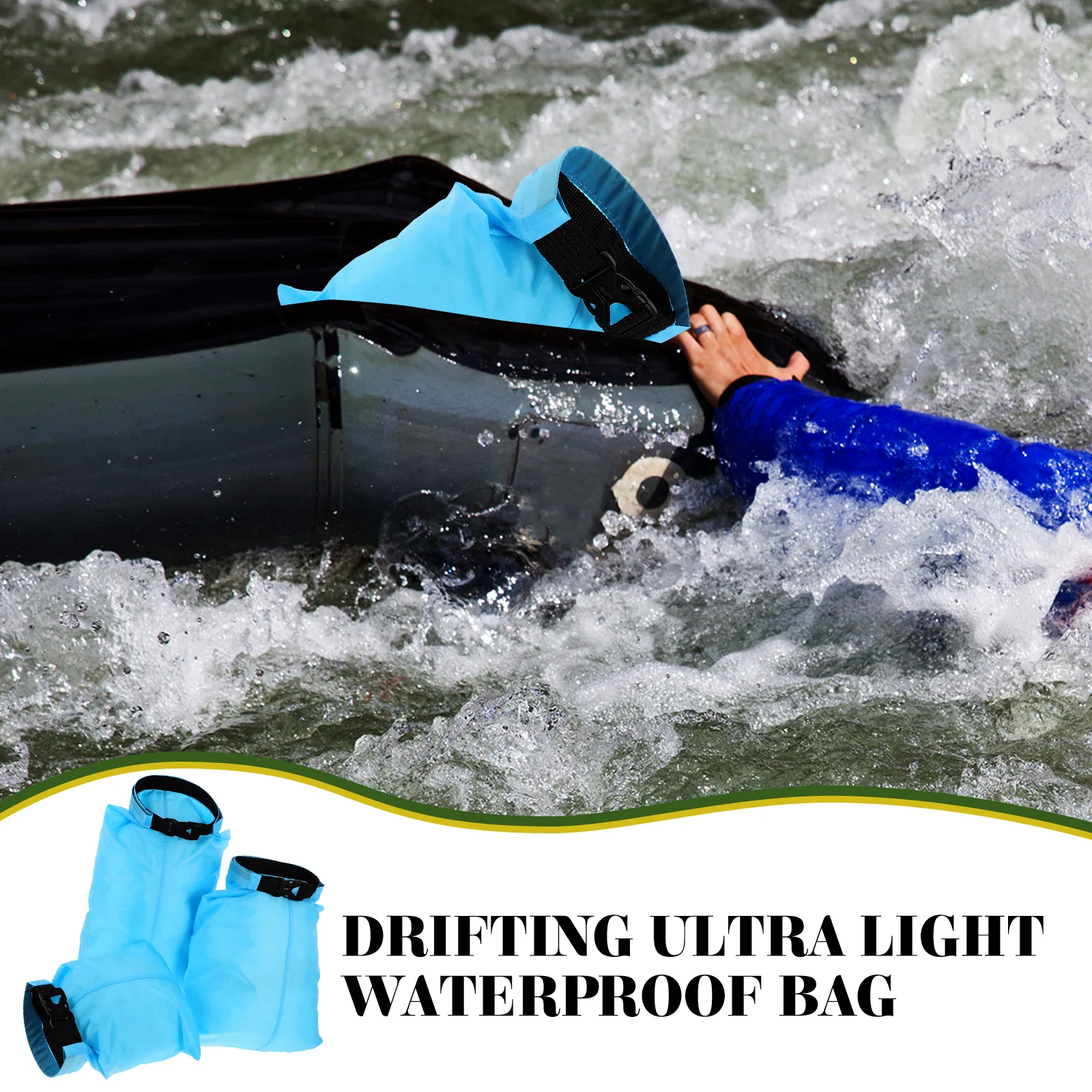 

3pcs Set Green Storage Dry Boat Floating Camera Kayaking Paddle Boarding Swimming Travel Outdoor Pouch Waterproof Storage Bag