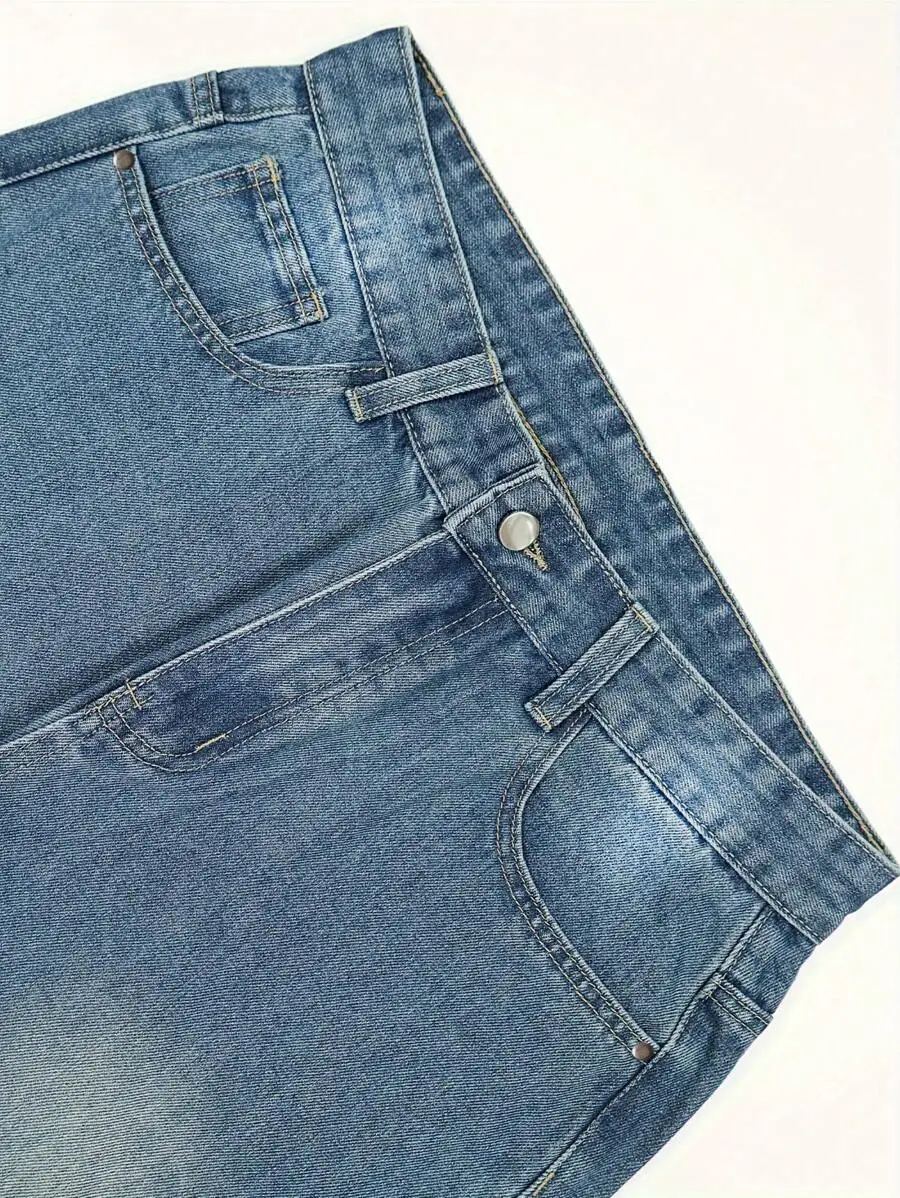 

Mens Classic Wide-Leg Denim Trousers, Everyday Comfortable Fit For Year-Round Wear
