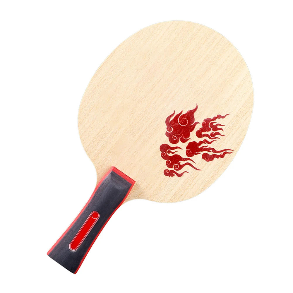 Long Handle Table Tennis Racket with Carbon Augmented Wood Layers for Accelerated Attack and Reliable Defensive Readiness