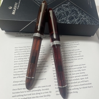 Majohn V60 Transparent Red Fountain Pen Triangular Piston Resin Ink Writing Pen School Office Business Stationery Gift