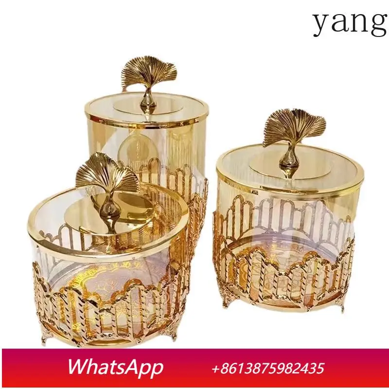 

CX Creative Gold Candy Jar 3-Piece Set Living Room Dried Fruit Jar Decorative Ornament