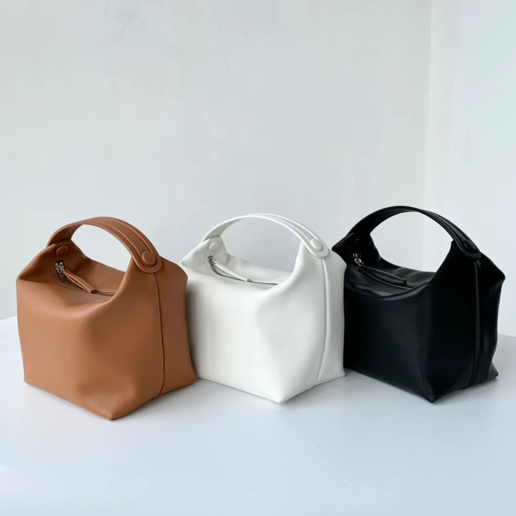 

New Ladies First Layer Cowhide Hand Bag Lunch Box Bag Clutch Bag Leather Mini Handbag