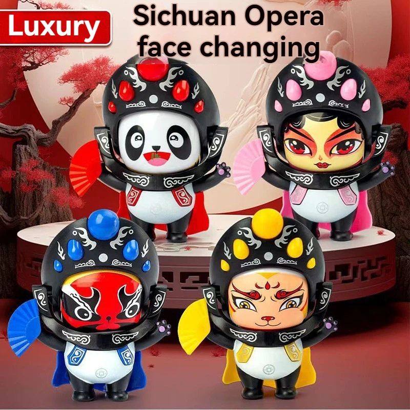 Traditional Chinese Sichuan Opera Culture Face Changing Panda Doll Interesting Face Changing Children\'s Doll Gift Souvenir Toy