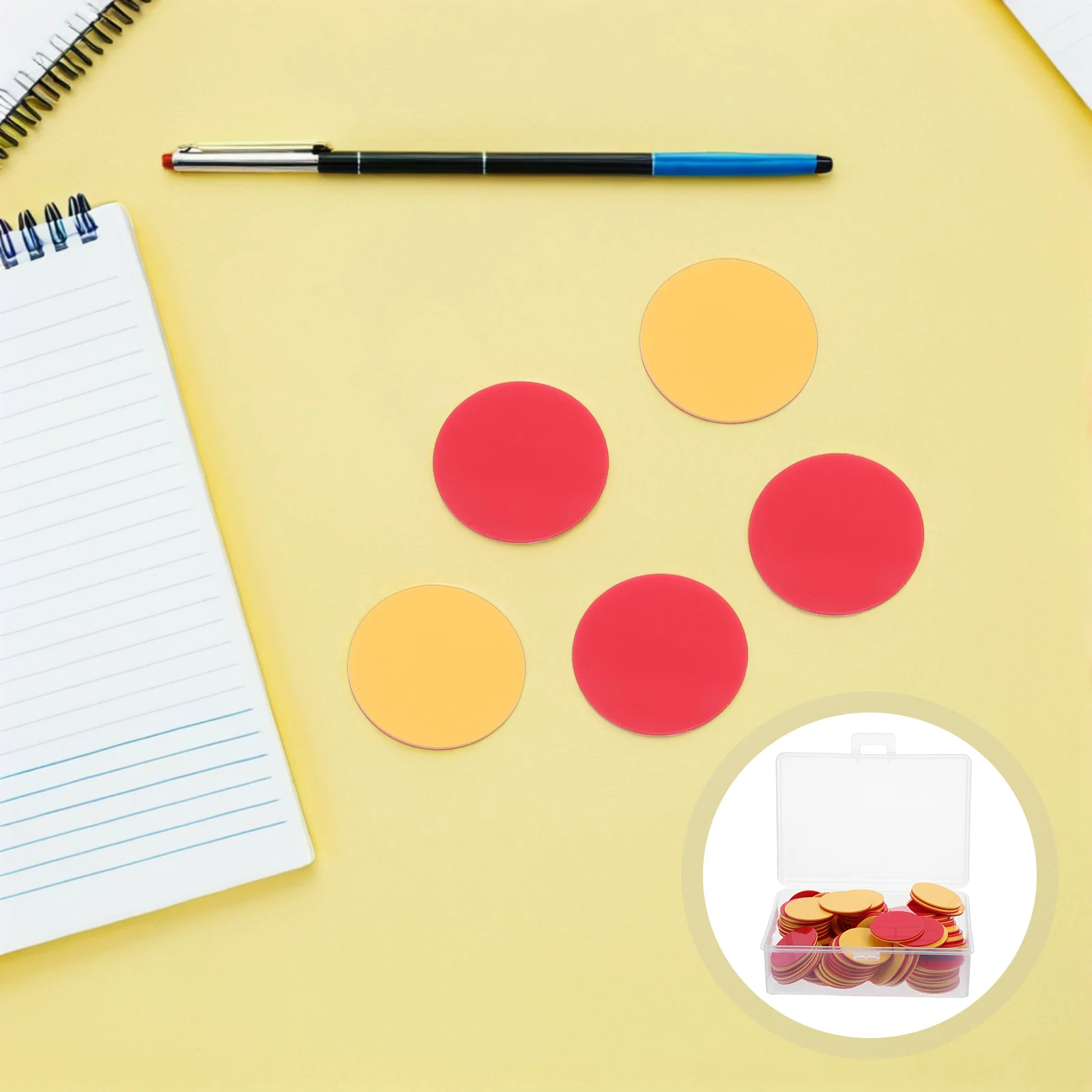 100 قطعة عدادات مزدوجة الجوانب للرياضيات البلاستيكية لونين أحمر أصفر عد رقائق مجموعة الفصول الدراسية التعلم مناور #1