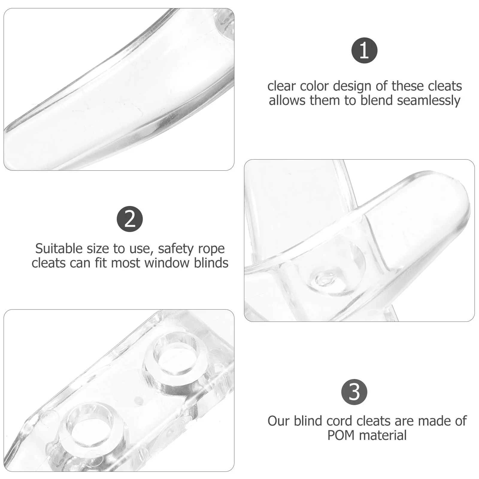 

4Sets Window Blind Cord Safety Cleats Clear Low Profile Cord Holder Replacement Hooks Blind Accessories Hooks Transparent Cleats