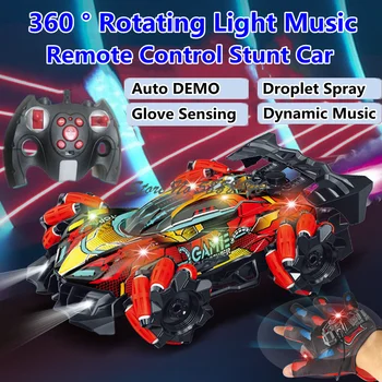 Glove intelligent sensing 360° rotating lighting remote control stunt car 40Mins automatic demo dynamic music lateral drift stunt RC car