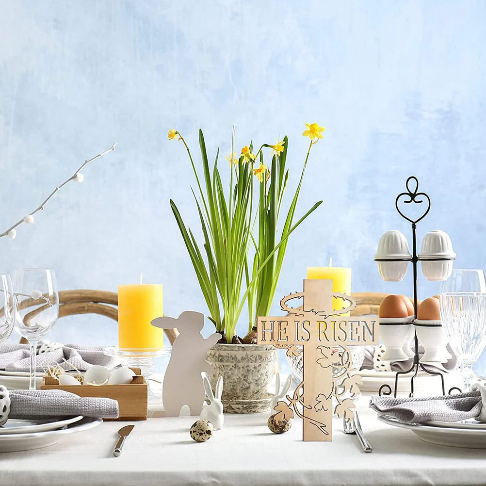 

2pcs Cross Easter Pendant Wooden Hanging Decoration For Home Farmhouse Style Ornament Diy Wreath Accessory Wall Decor