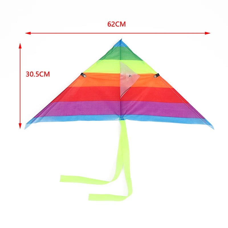 Cerf-volant Triangle Coloré Arc-en-ciel pour Enfant, Jouets de dehors Amusants en Plein Air avec Chaîne de 30m, 1 Pièce