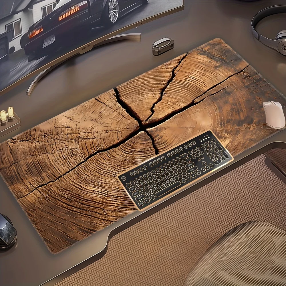 

XXL wood grain pattern mouse pad rubber anti slip computer laptop desktoppad thickened keyboard PC accessories lock edge design