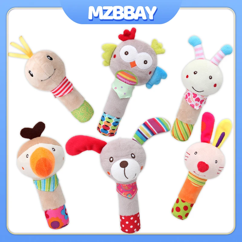 Bebê animal mão-manivela vara brinquedos infantil sensorial aperto de mão macio brinquedos de pelúcia recém-nascido treinamento de habilidade educação precoce brinquedo presente
