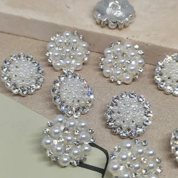 15MM Luxury Pearl Rhinestone Metal Buttons Of Clothing Wholesale High Quality Fashion Decor Button Sewing Accessories Needlework