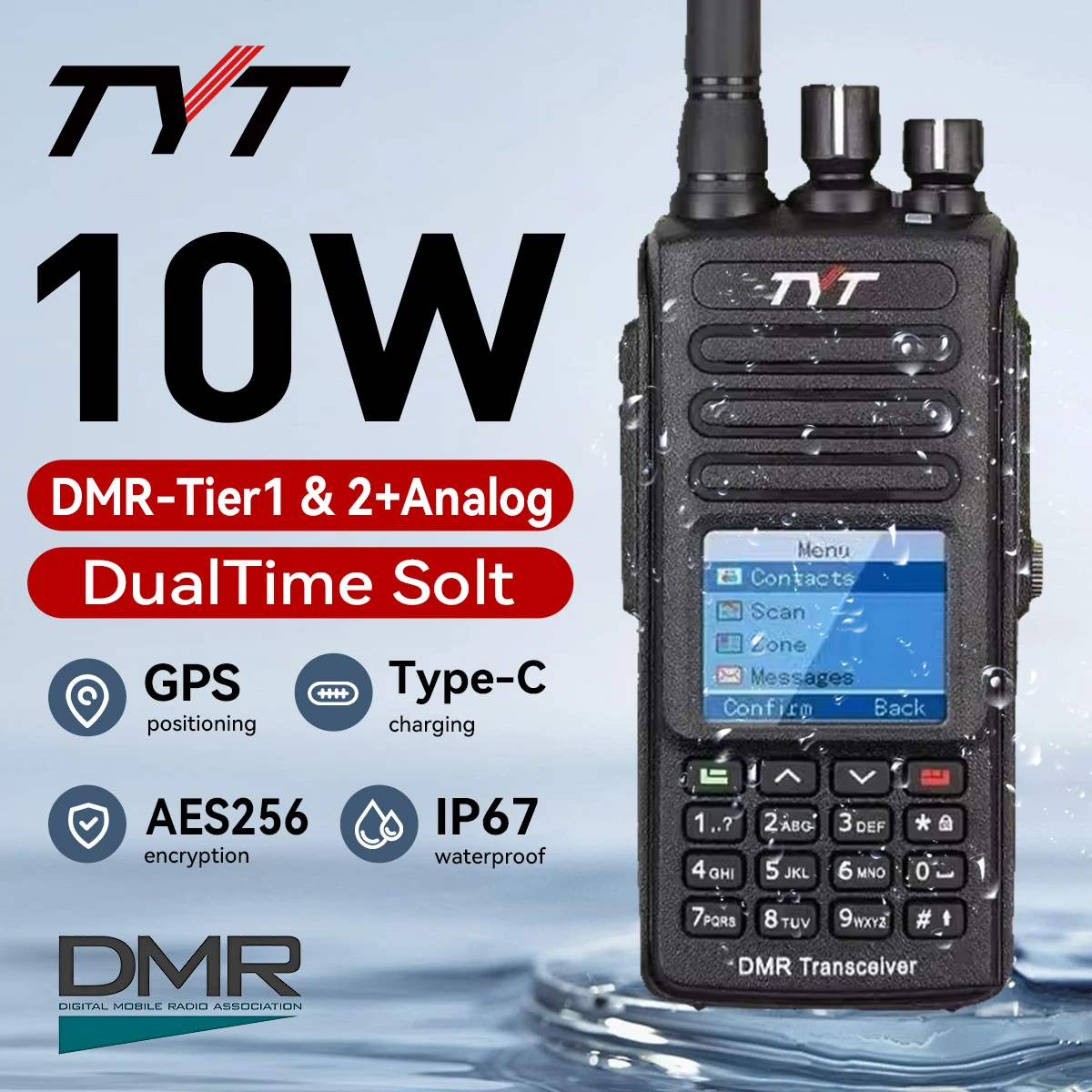 TYT MD-UV390 PLUS walkie talkie 10w DMR waterproof dual band digital MD UV390PLUS AES256 Encryption TDMA Two Way Radio