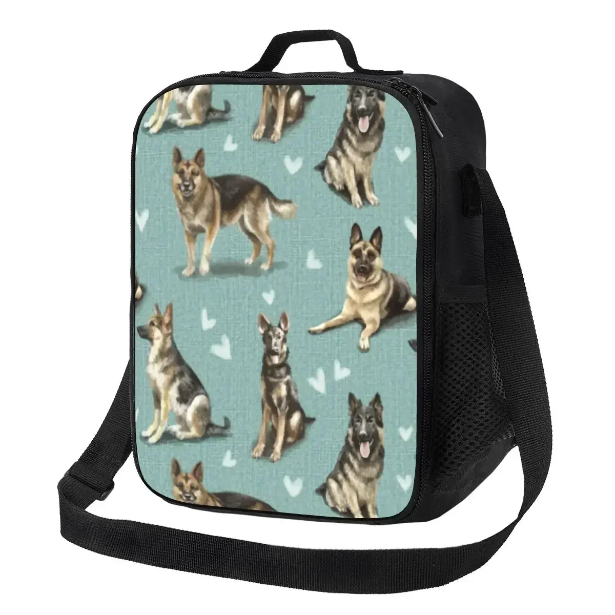 

German Shepherd Dog Insulated Lunch Tote Bag for Alsatian Wolf Dog Resuable Thermal Cooler Food Lunch Box Kids School Children