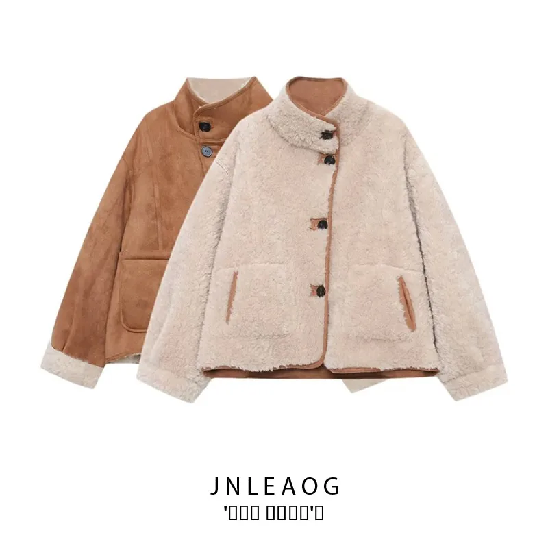 JNLEAOG ملابس خارجية نسائية متعددة الاستخدامات للخريف وصلت حديثًا ملابس على الوجهين معطف طويل من البوليستر #1